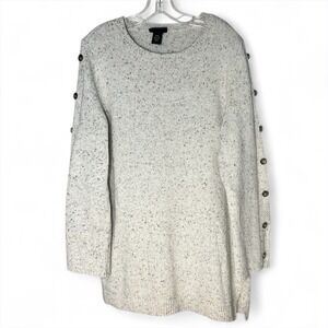 Lane Bryant Women's Knit Sweater Beige Button Wide Sleeve Size 14/16